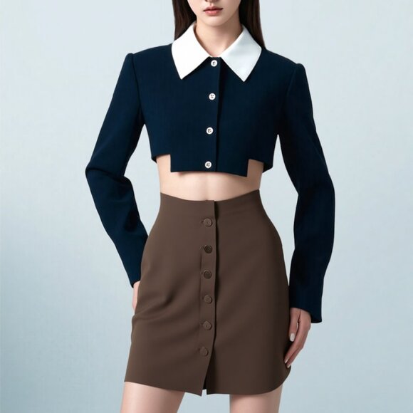 Vintage Dana Buchman Espresso Brown Silk Button Down Pencil Mini Dress Skirt 8P - Picture 1 of 7
